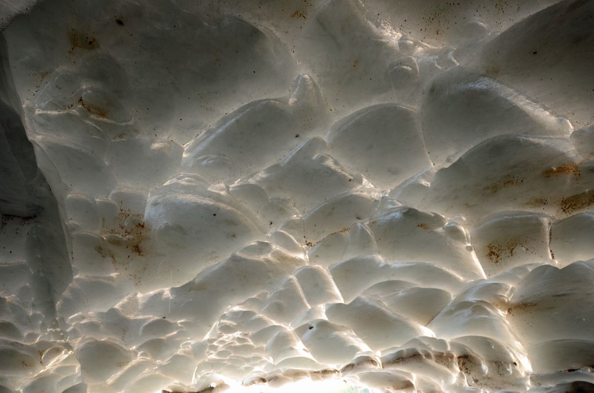 24 Ice Cave Roof In Cavell Glacier With Angel Glacier Above On Mount Edith Cavell